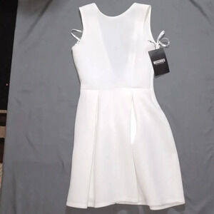 Misguided white sleeveless open back dress NWT